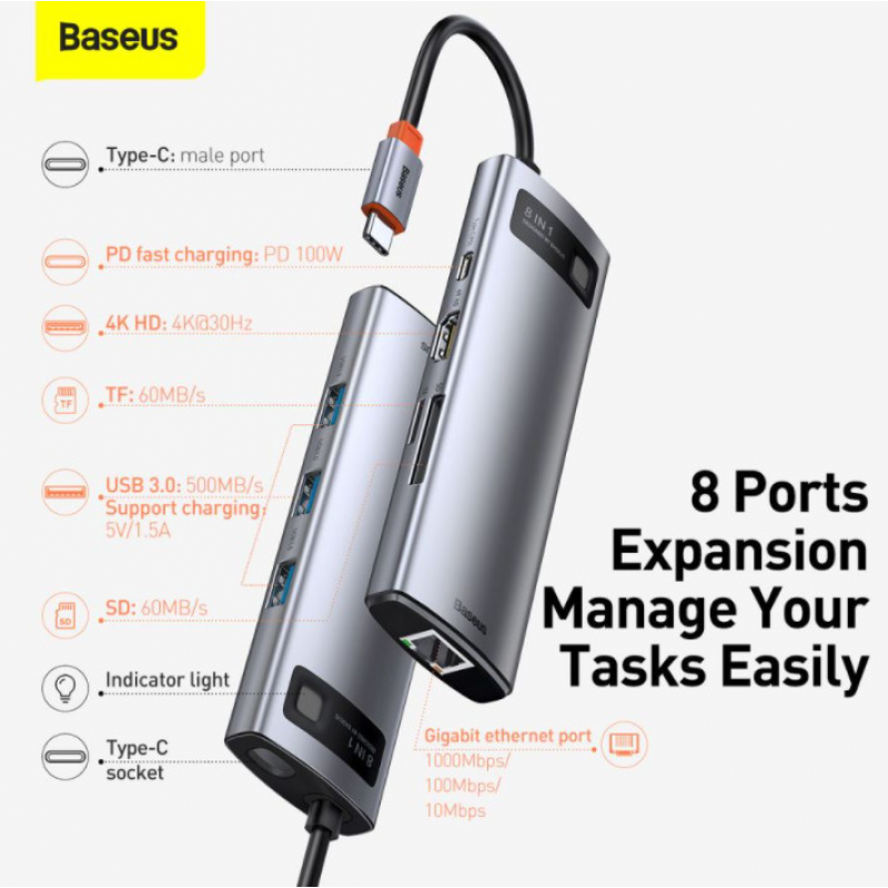 Baseus USB Type C Hub To HDMI 4K 3.0 PD Fast Charging